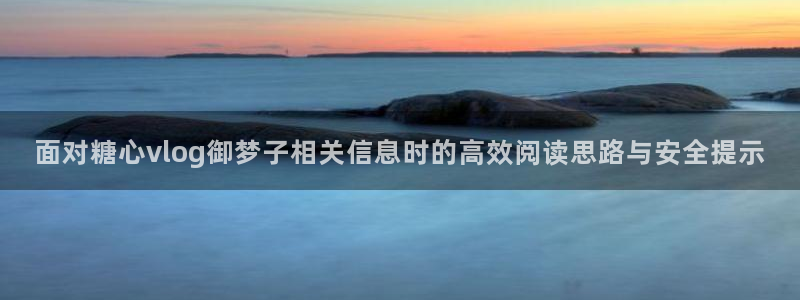糖心vlog在线下载：面对糖心vlog御梦子相关信息时的高效阅读思路与安全提示